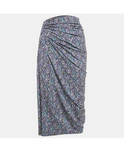 Pre-Owned Isabel Marant Women's Etoile Blue Jeldia Print Jersey Draped Midi Skirt