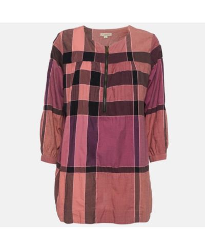 Burberry Женская хлопковая туника в розовую клетку Brit, б/у