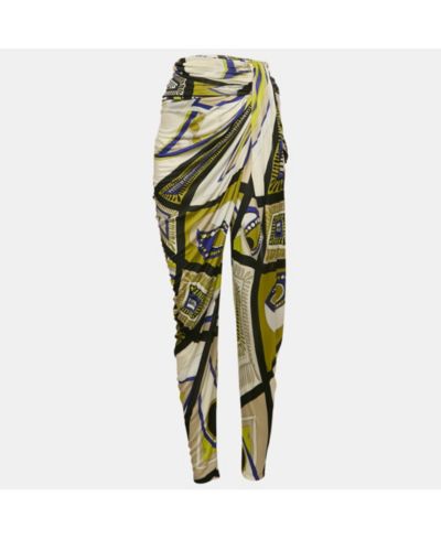 Женские брюки Pre-Owned Emilio Pucci Multicolor Printed Jersey Draped