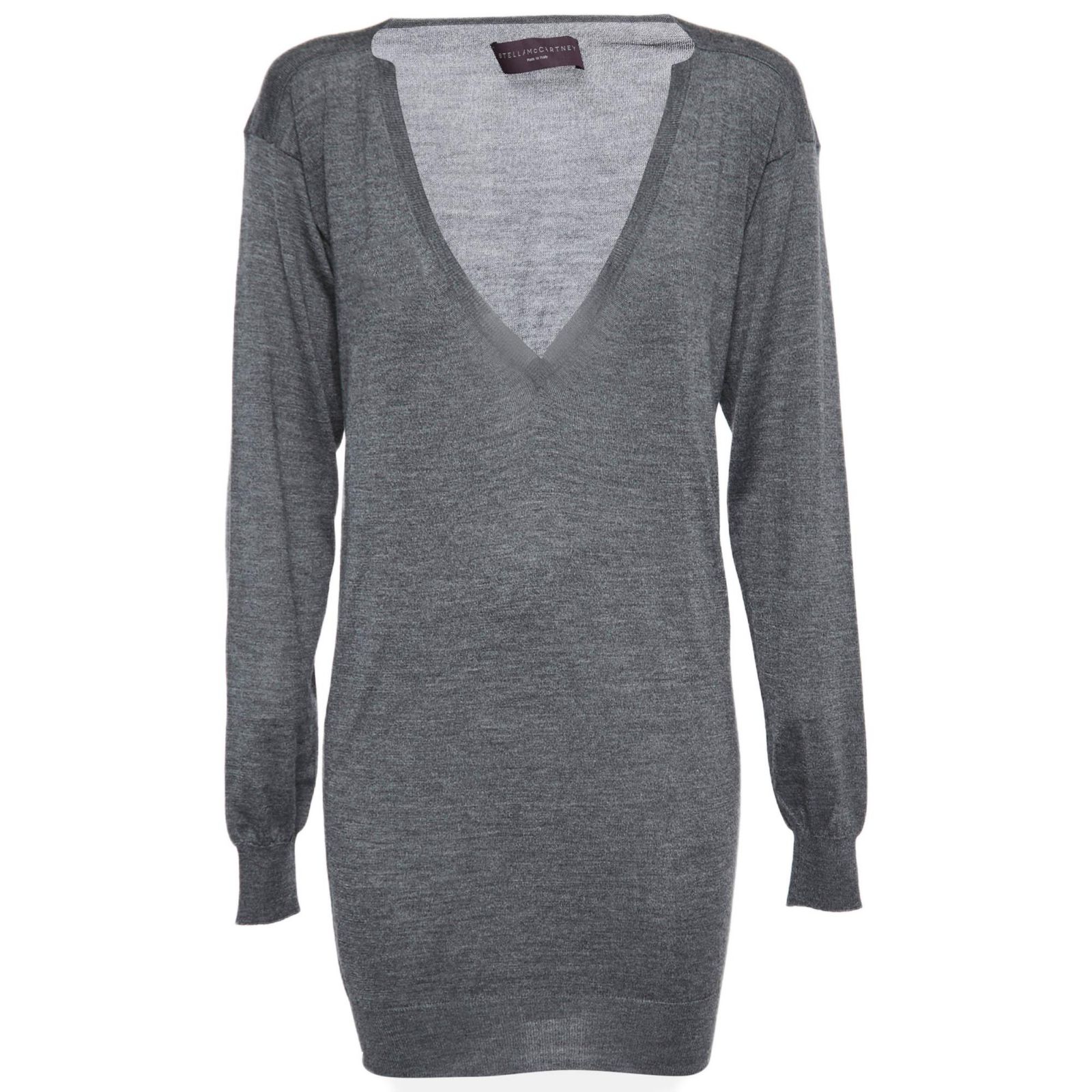 Pre-Owned Stella Mccartney Women's Grey Knit Long Sleeve V Neck Sweater
