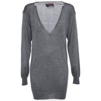 Pre-Owned Stella Mccartney Women's Grey Knit Long Sleeve V Neck Sweater