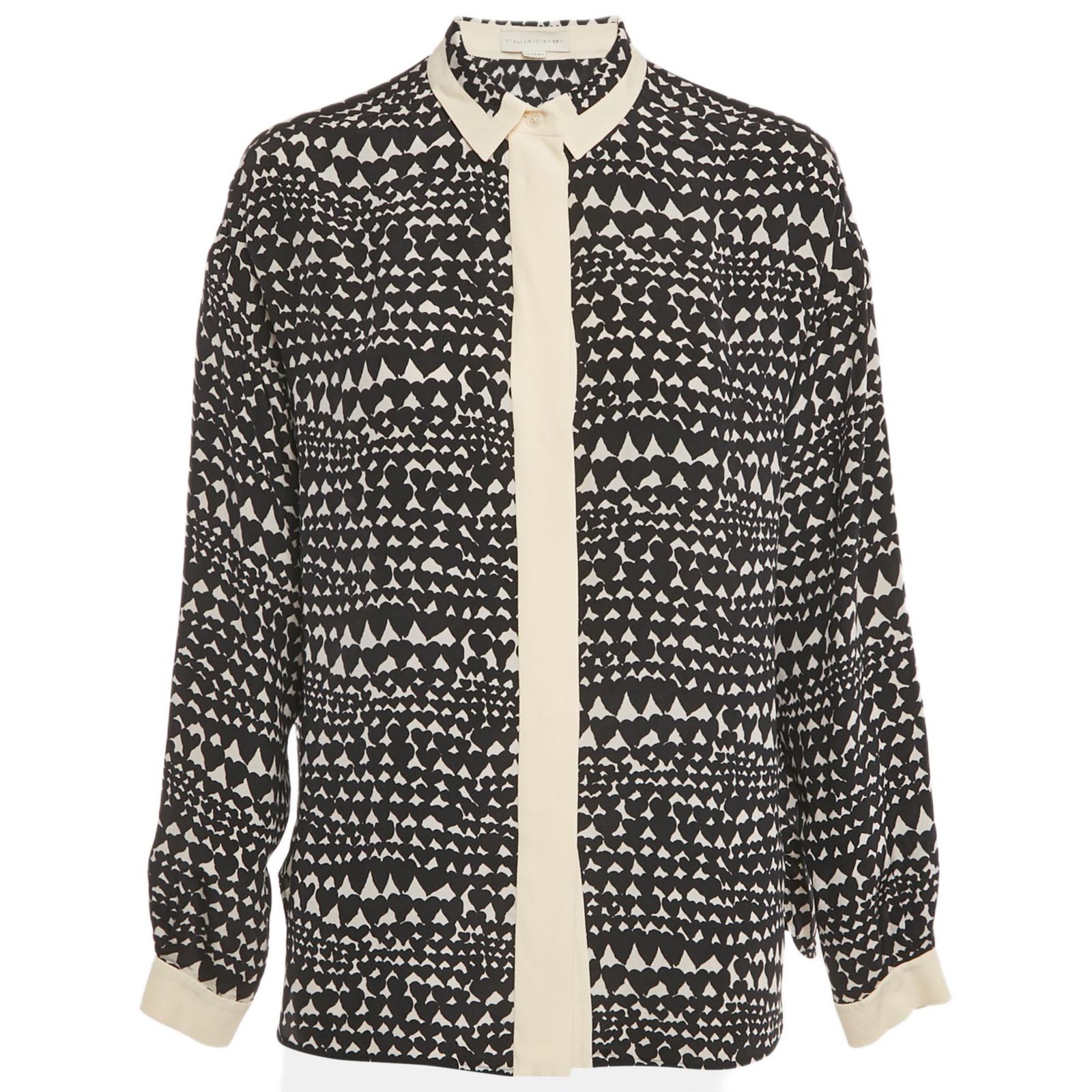 Женская шелковая блузка Stella Mccartney Monochrome Heart Print с длинным рукавом (б/у)