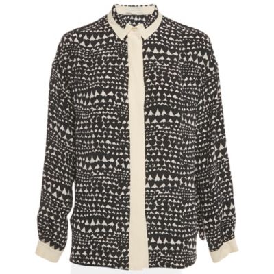 Женская шелковая блузка Stella Mccartney Monochrome Heart Print с длинным рукавом (б/у)