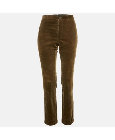 Burberry Женский Prorsum Khaki Green Corduroy Pants, Pre-Owned