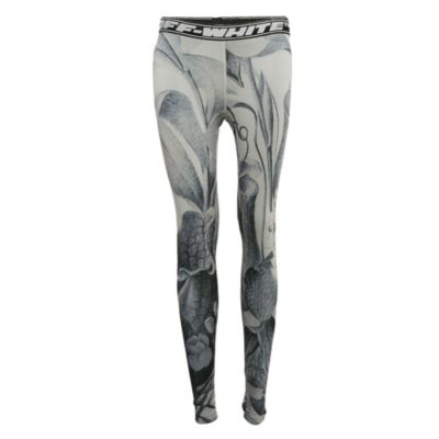Женские леггинсы Off-White Athleisure с ботаническим принтом, серые, Pre-Owned