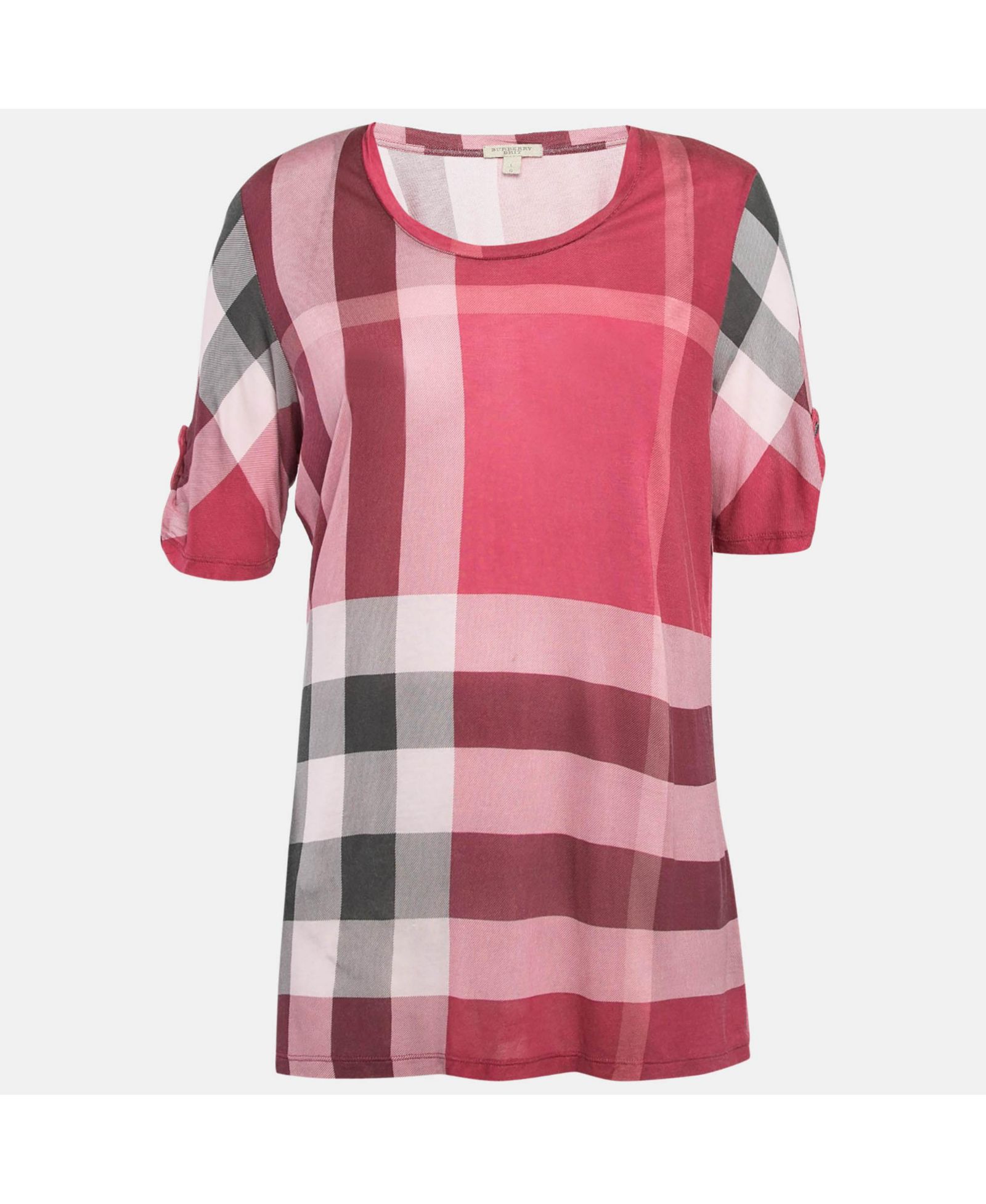 Burberry Женский топ из джерси Modal Brit Pink Plaid (Pre-Owned)
