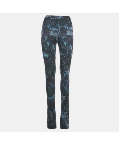 Pre-Owned Off-White Женские черные леггинсы из джерси с абстрактным принтом и расклешенными штанинами