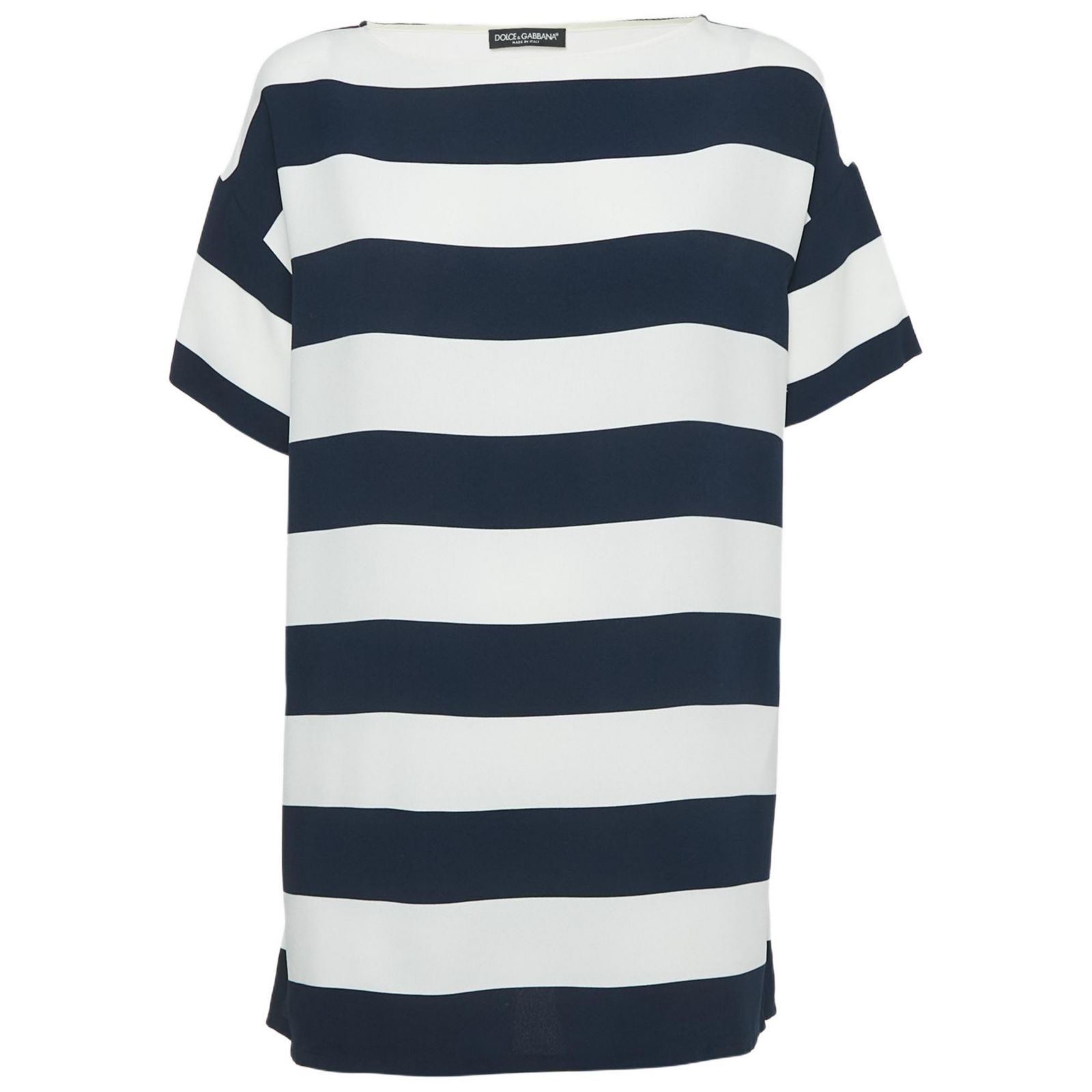 Pre-Owned Dolce & Gabbana Women's Pre-Owned Dolce and Gabbana Blue/white Striped Crepe Oversized Top