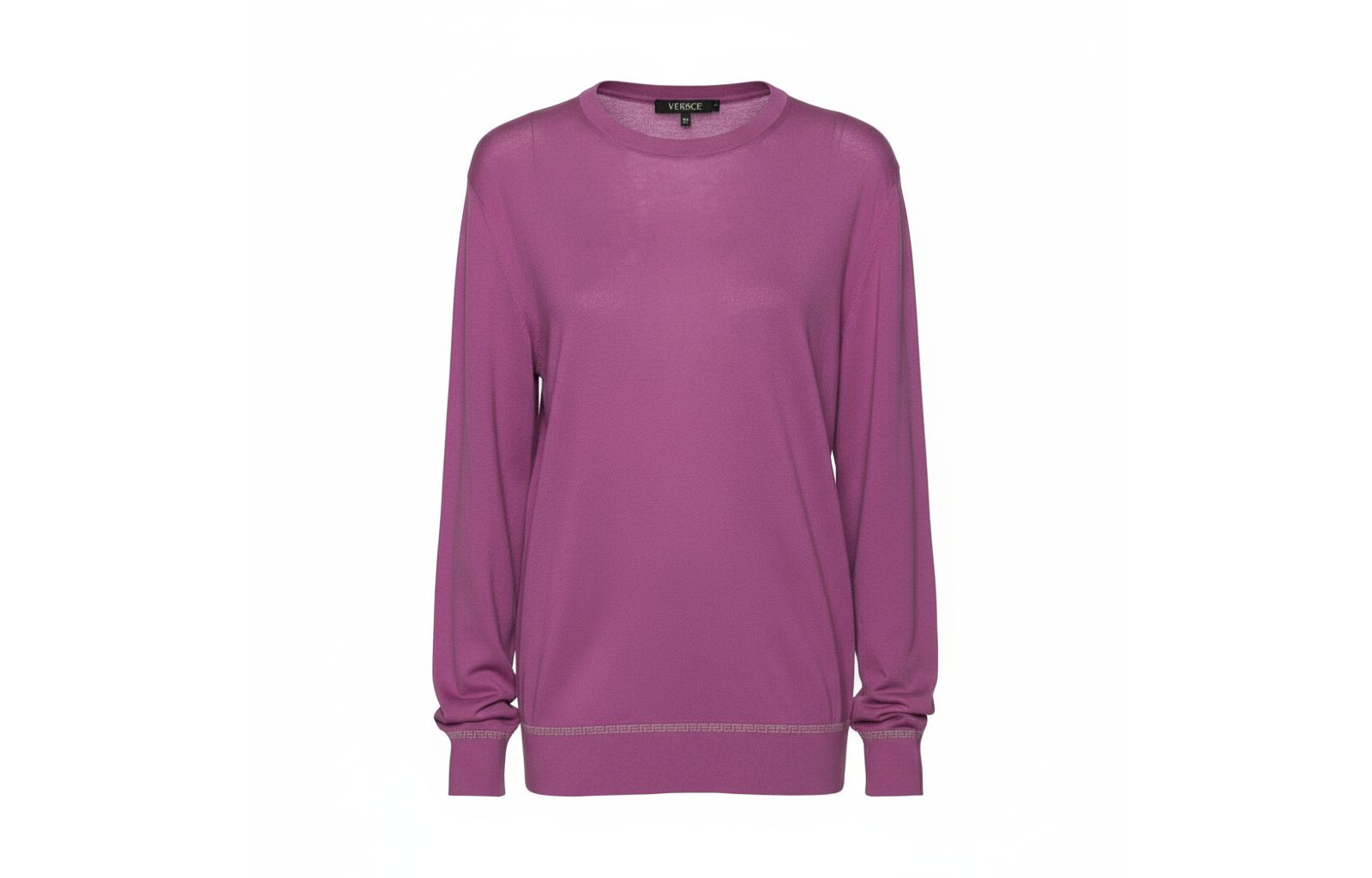 Pre-Owned Versace Women's Purple Knit Greca Detailed Long Sleeve Sweater