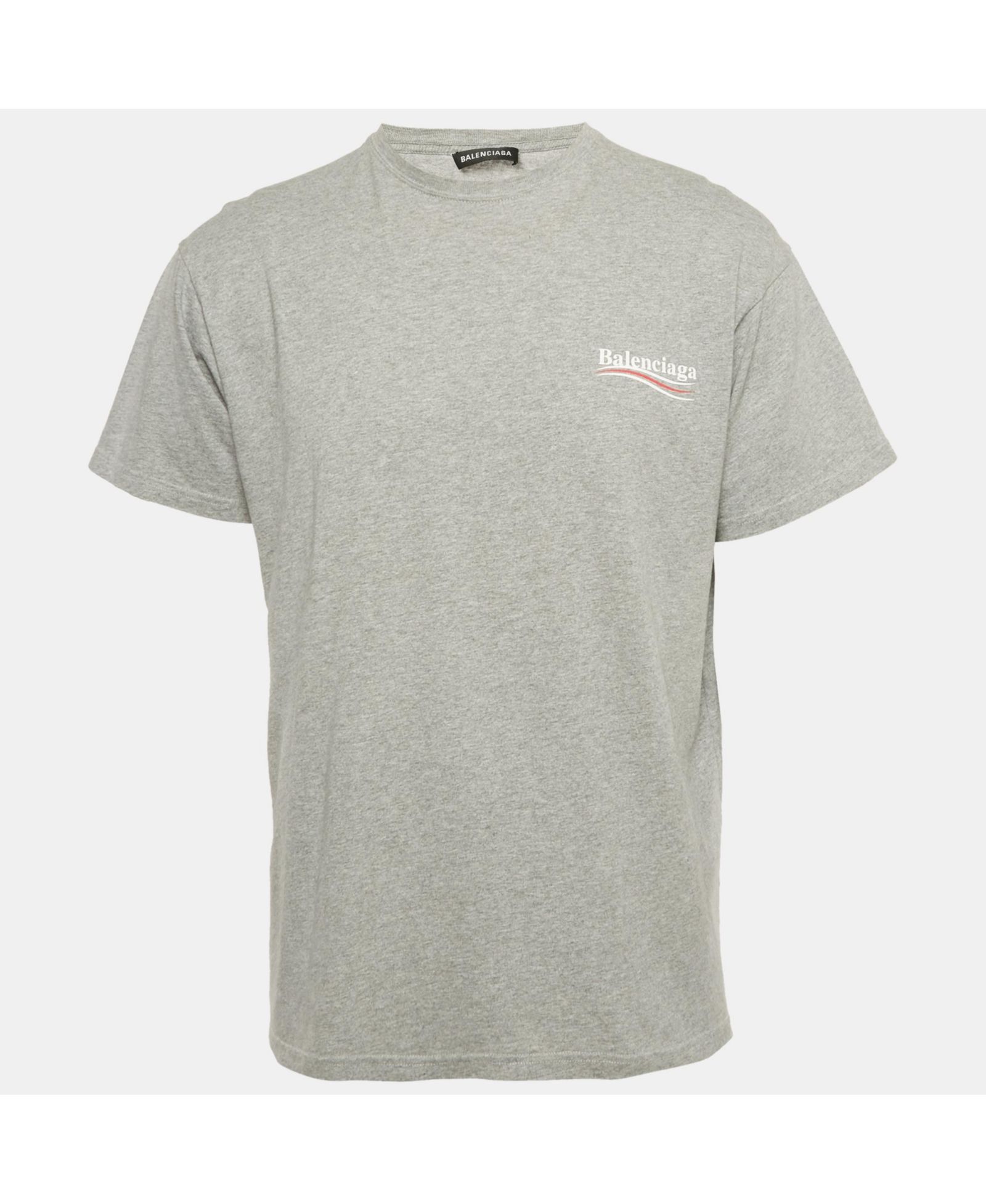 Pre-Owned Balenciaga Мужская футболка Jersey с принтом Political Campaign Grey