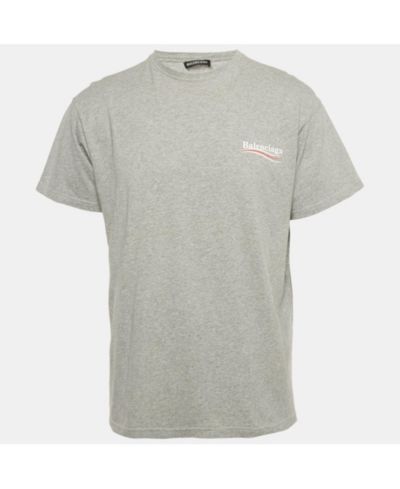 Pre-Owned Balenciaga Мужская футболка Jersey с принтом Political Campaign Grey