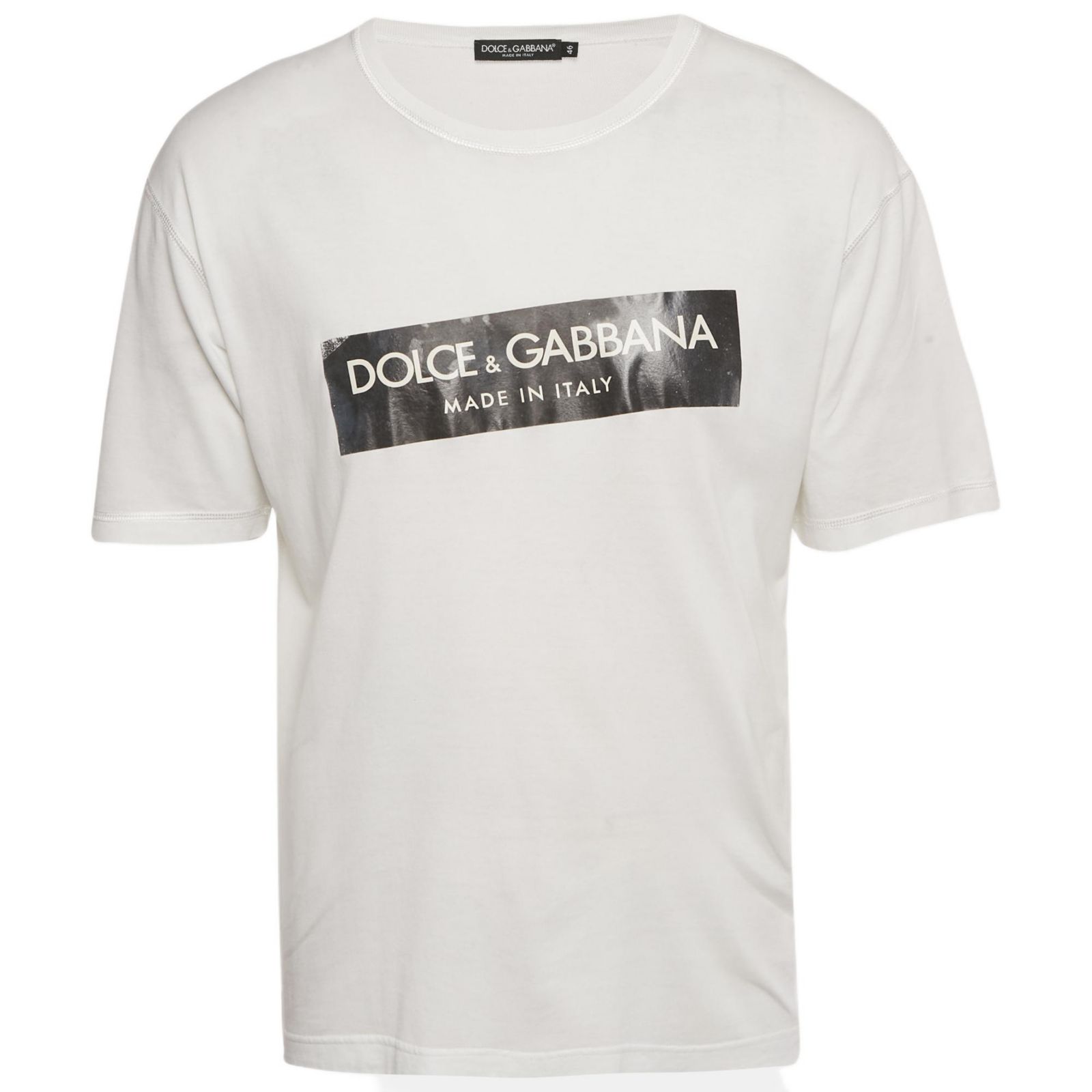 Мужская футболка Pre-Owned Dolce & Gabbana White Logo Print Jersey Crewneck