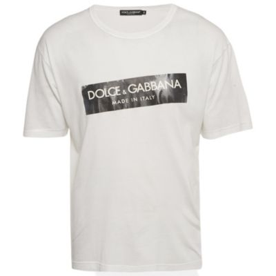 Мужская футболка Pre-Owned Dolce & Gabbana White Logo Print Jersey Crewneck