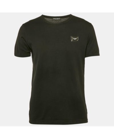 Pre-Owned Dolce & Gabbana Мужская футболка Jersey с логотипом, черная