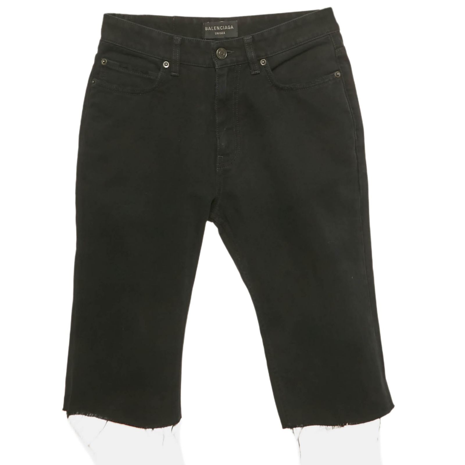 Pre-Owned Balenciaga Men's Unisex Black Denim Raw Edge Shorts