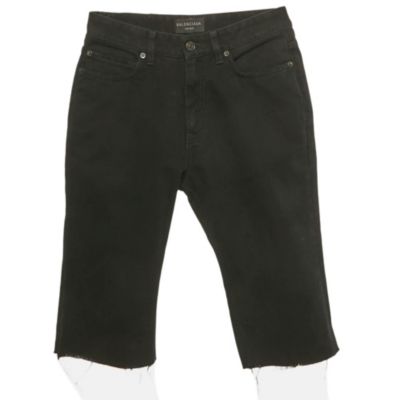 Мужские шорты Balenciaga Black Denim Raw Edge