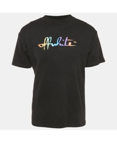 Мужская футболка Pre-Owned Off-White Black Painted Logo Cotton Crew Neck