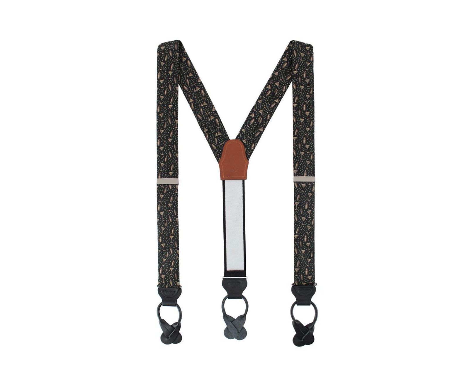 TRAFALGAR Men's Happy Hour Martini Fun Novelty Silk Button End Suspenders