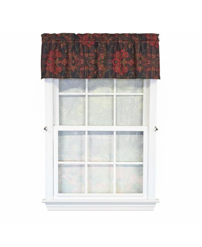 RLF Home 100% Cotton High Quality Espadas Tailored Window Valance with 1.5" Rod Pocket 50" W X 12" L Burgundy