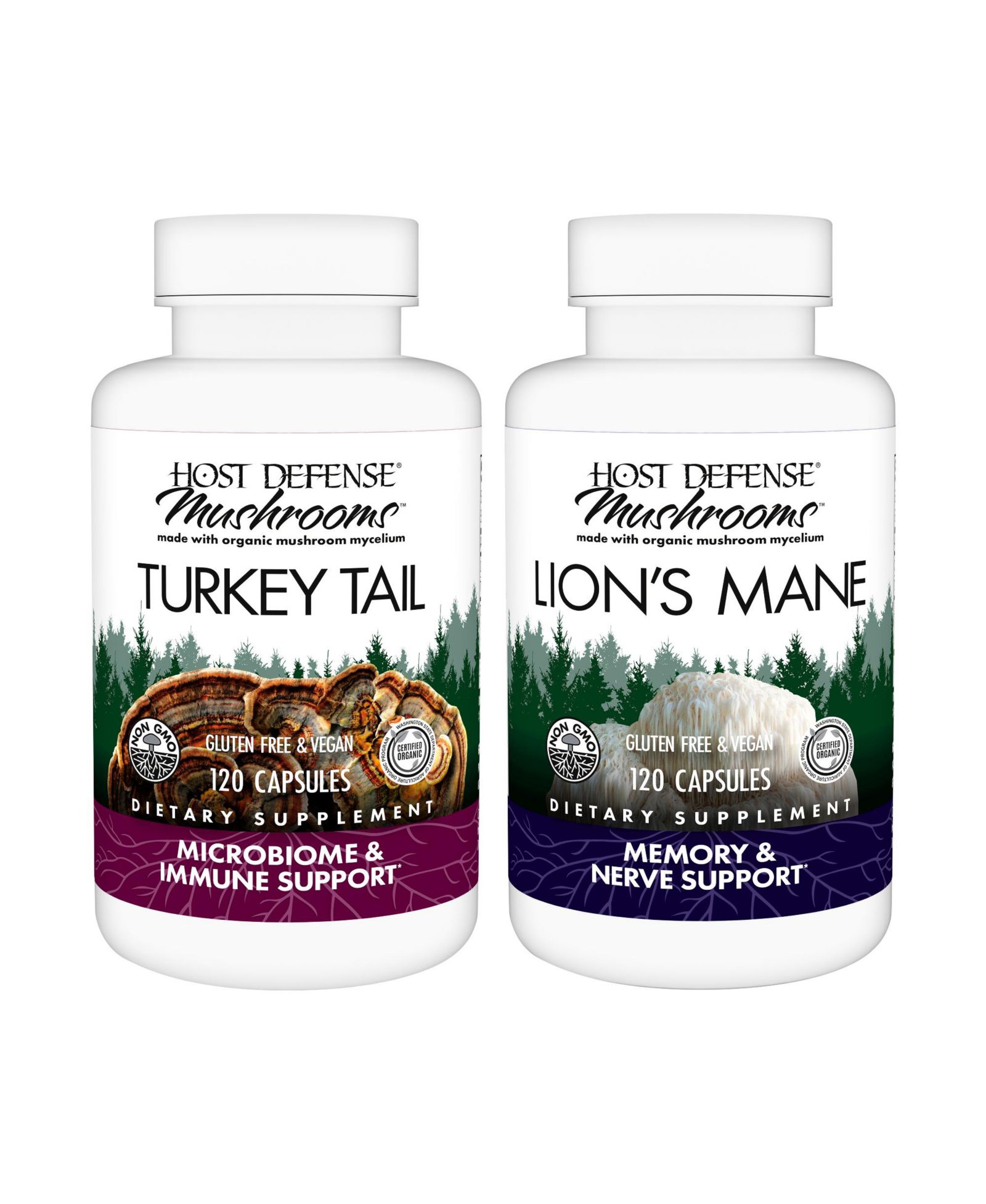 Host Defense Lion's Mane (120 ct) & Turkey Tail (120 ct)
