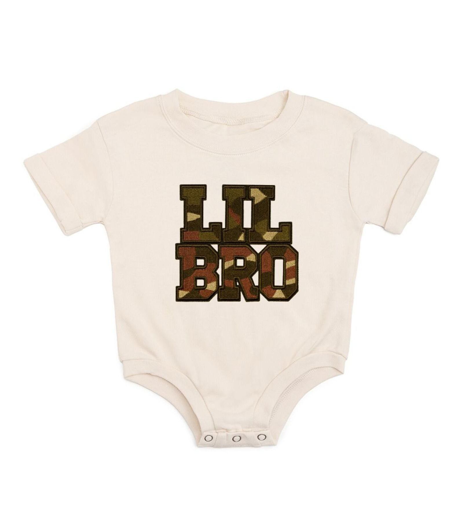 Sweet Wink Baby Boys Lil Bro Camo Patch Short Sleeve Romper