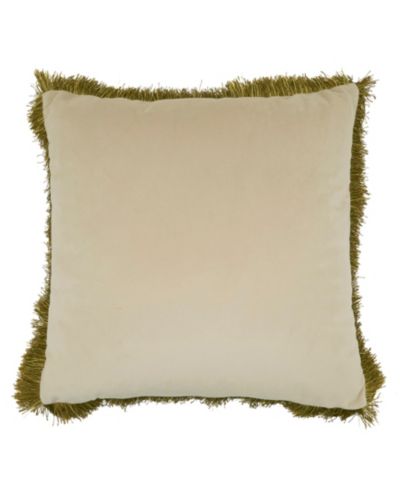Saro Lifestyle Velvet Fringe Poly Filled Decorative Pillow, 18" x 18"