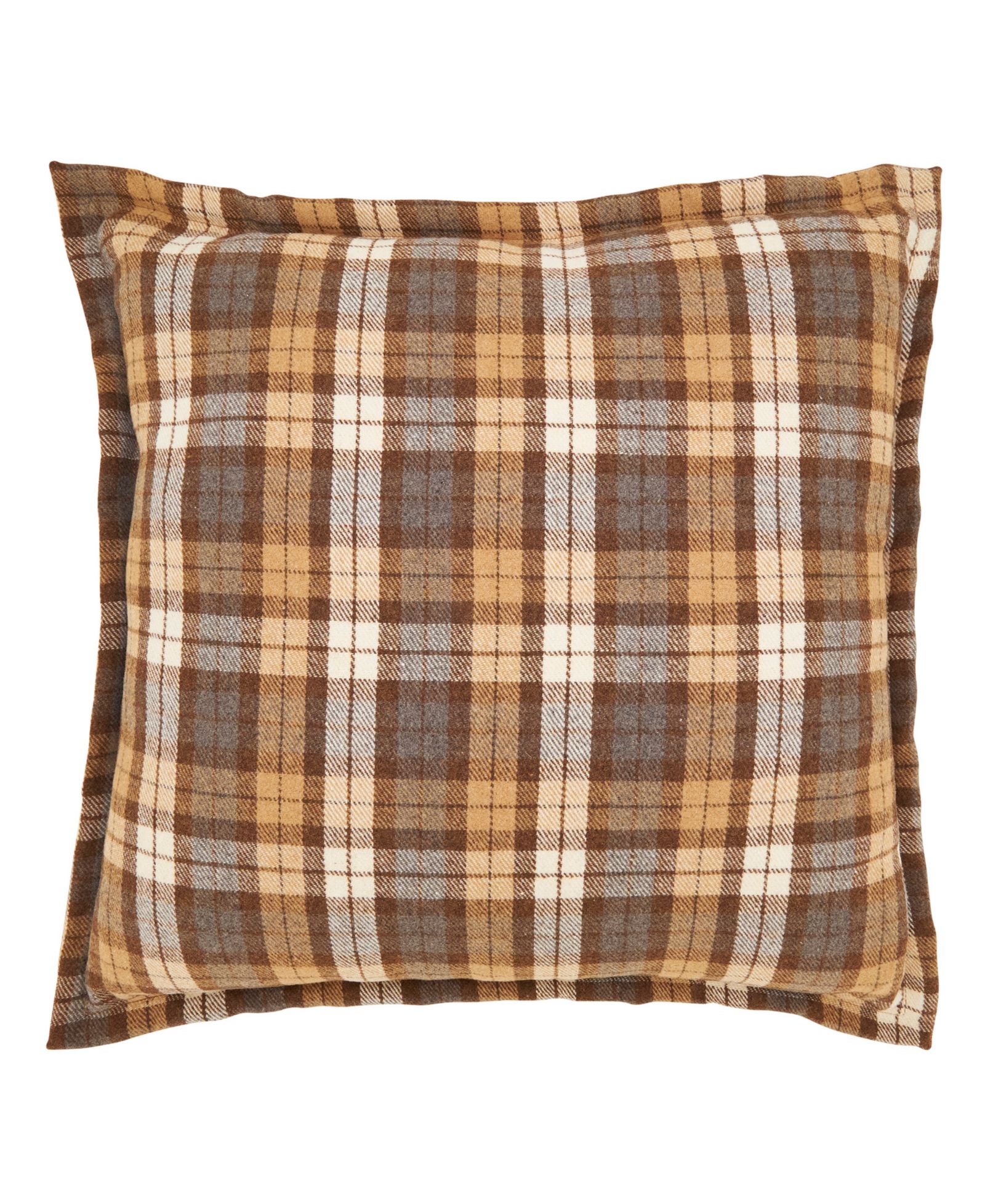 Saro Lifestyle Plaid Flange Down Filled Decorative Pillow, 18" x 18"