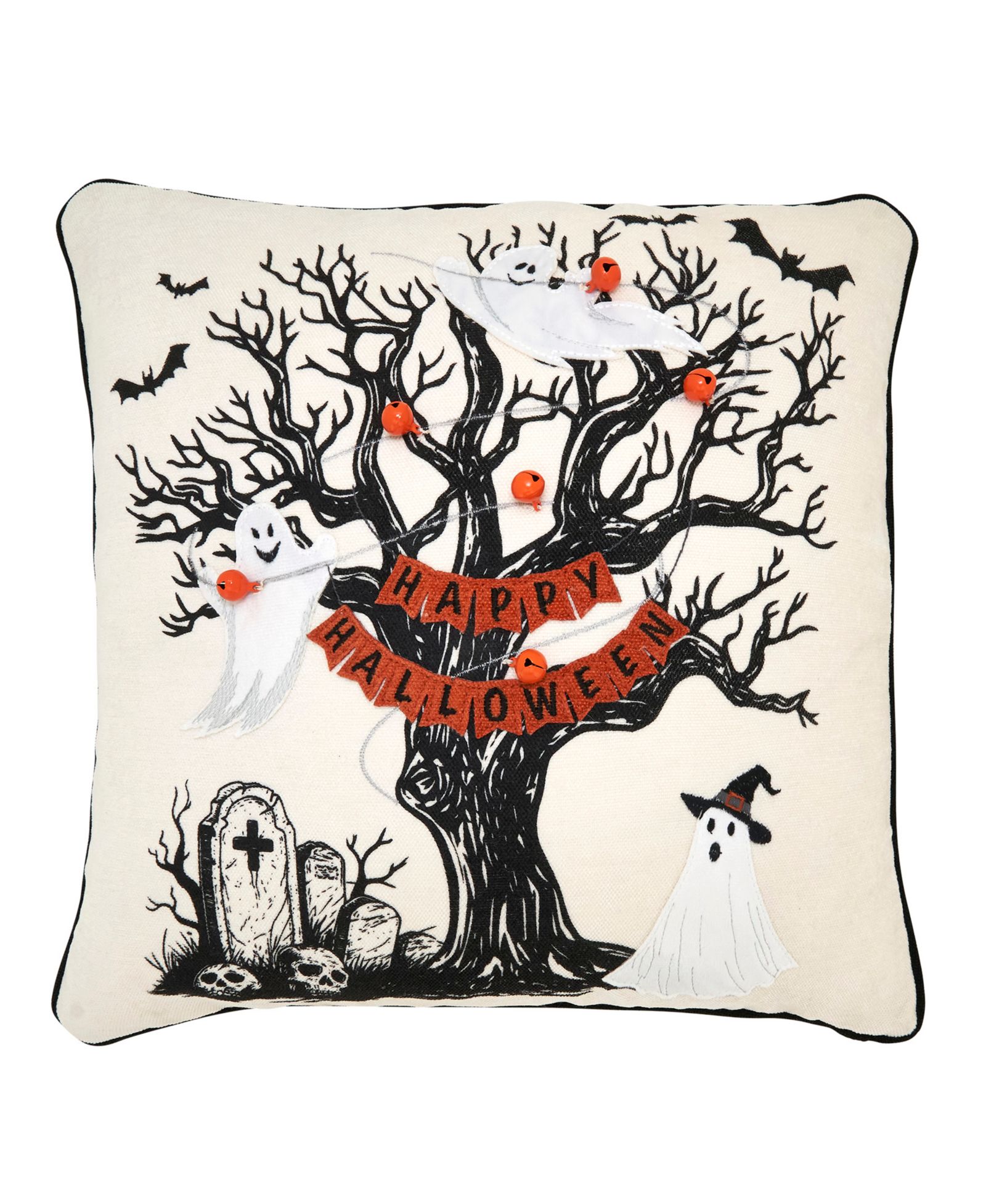 Saro Lifestyle Happy Halloween Tree Down Filled Decorative Pillow, 18" x 18"