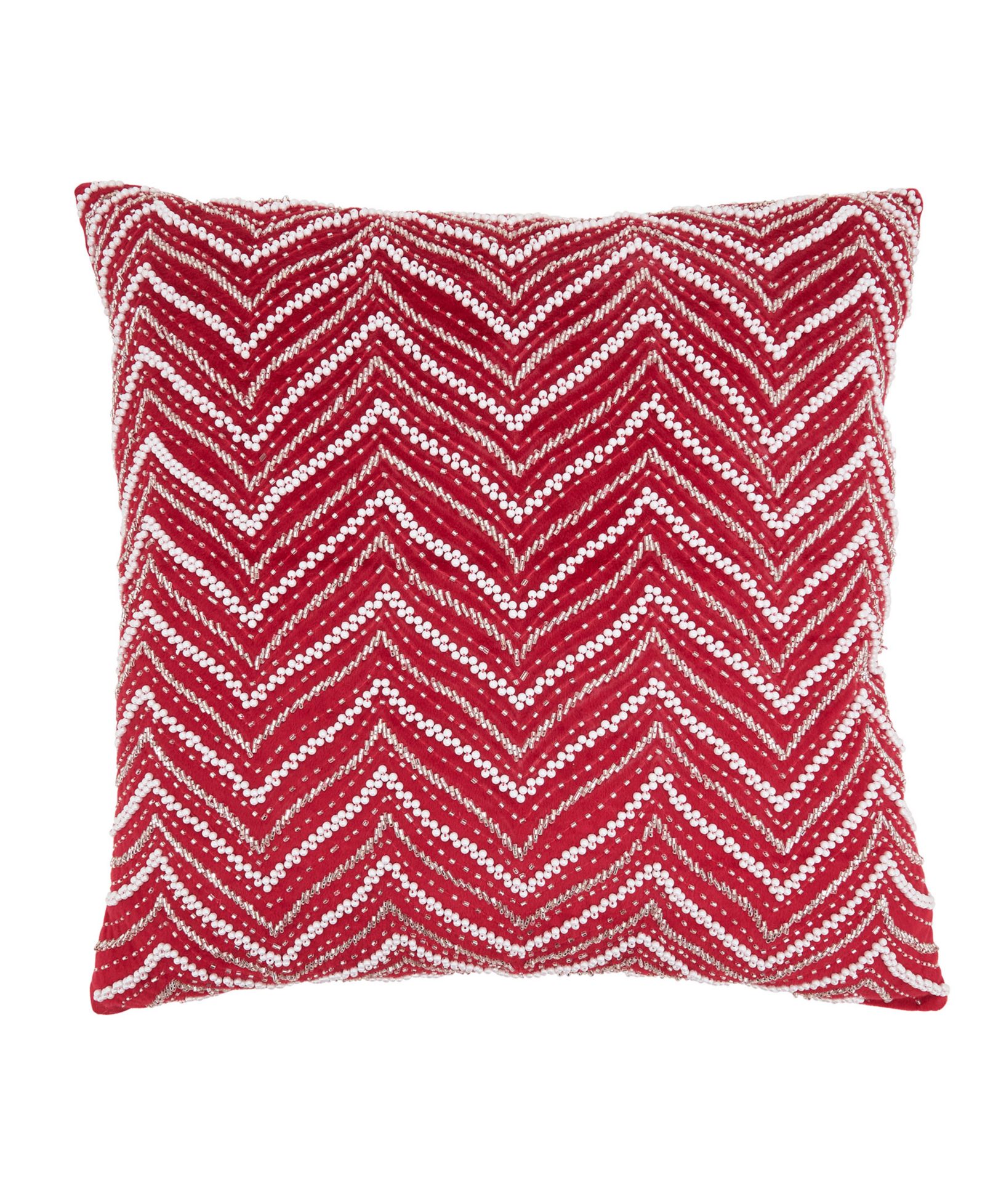 Декоративная подушка Saro Lifestyle Velvet Beaded Chevron Down Filled 20" x 20"