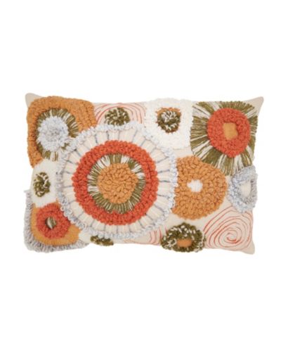 Декоративная подушка Saro Lifestyle Boho Circles Poly Filled, 16" x 24"