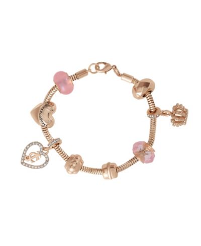 Juicy Couture Multi‑Charm Beaded Chain Bracelet, Gold‑Tone with Accents