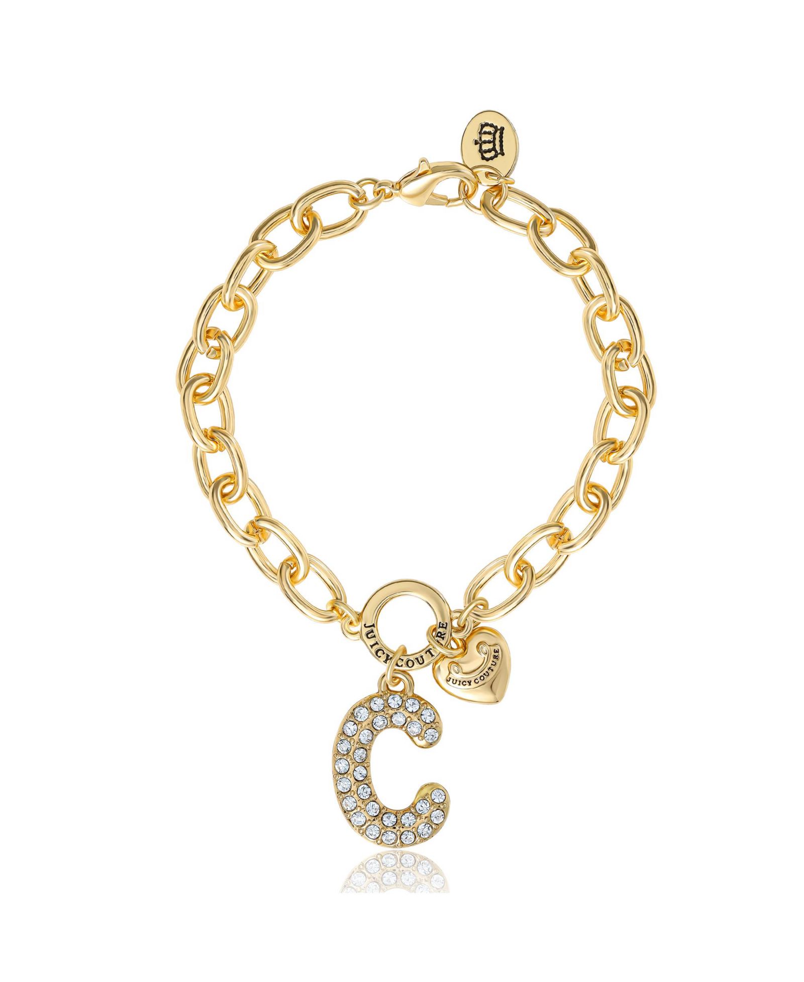 Браслет Juicy Couture Pavé Initial Charm 7.5'' Tone Link