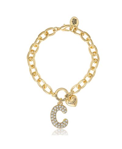 Juicy Couture Pavé Initial Charm Bracelet - 7.5'' Tone Link