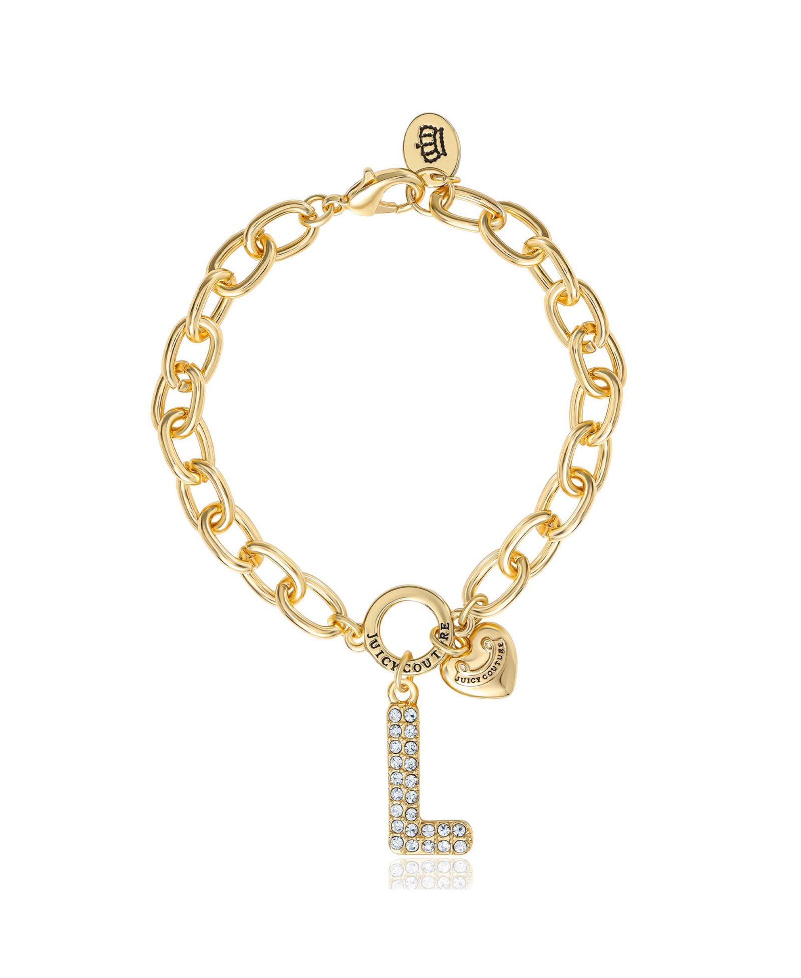 Juicy Couture Pavé Initial Charm Bracelet - 7.5'' Tone Link