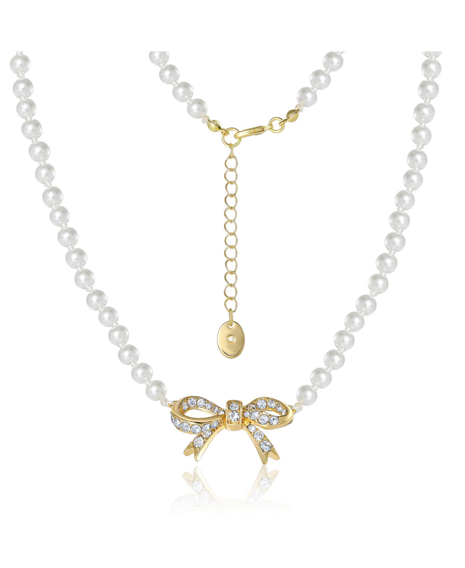 Ожерелье Juicy Couture Pave Bow Gold-Tone Accents Pearl