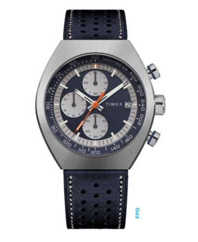 Timex Men's Quartz Analog Blue Leather Watch, 42mm