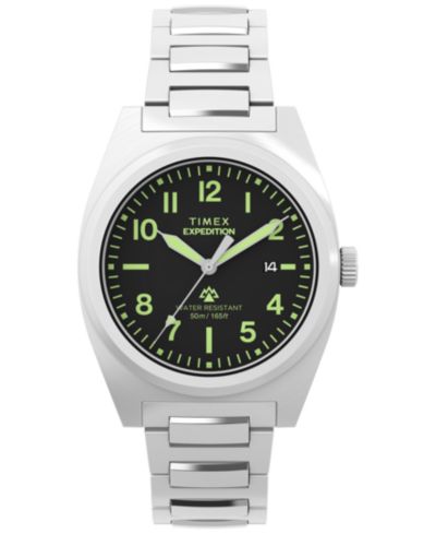 Мужские кварцевые аналоговые часы Timex из нержавеющей стали, серебристый цвет, 39mm