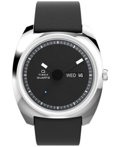 Timex Мужские кварцевые часы Black Leather 37mm