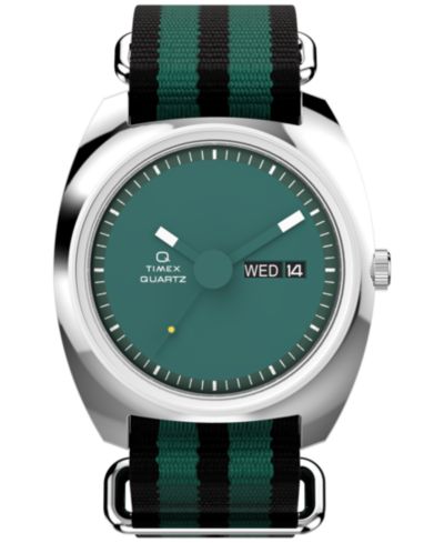 Timex Мужские кварцевые аналоговые часы, зеленый текстиль, 37mm