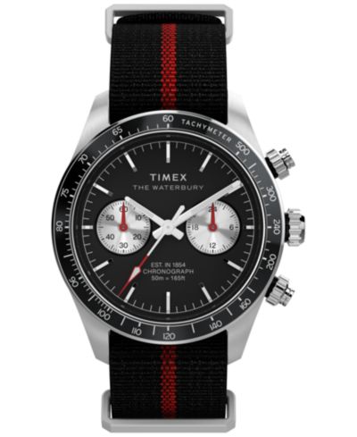 Мужские хронограф часы Timex Black Fabric 39mm
