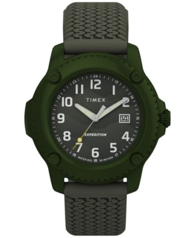 Мужские кварцевые аналоговые часы Timex с зеленым силиконовым ремешком, 42mm