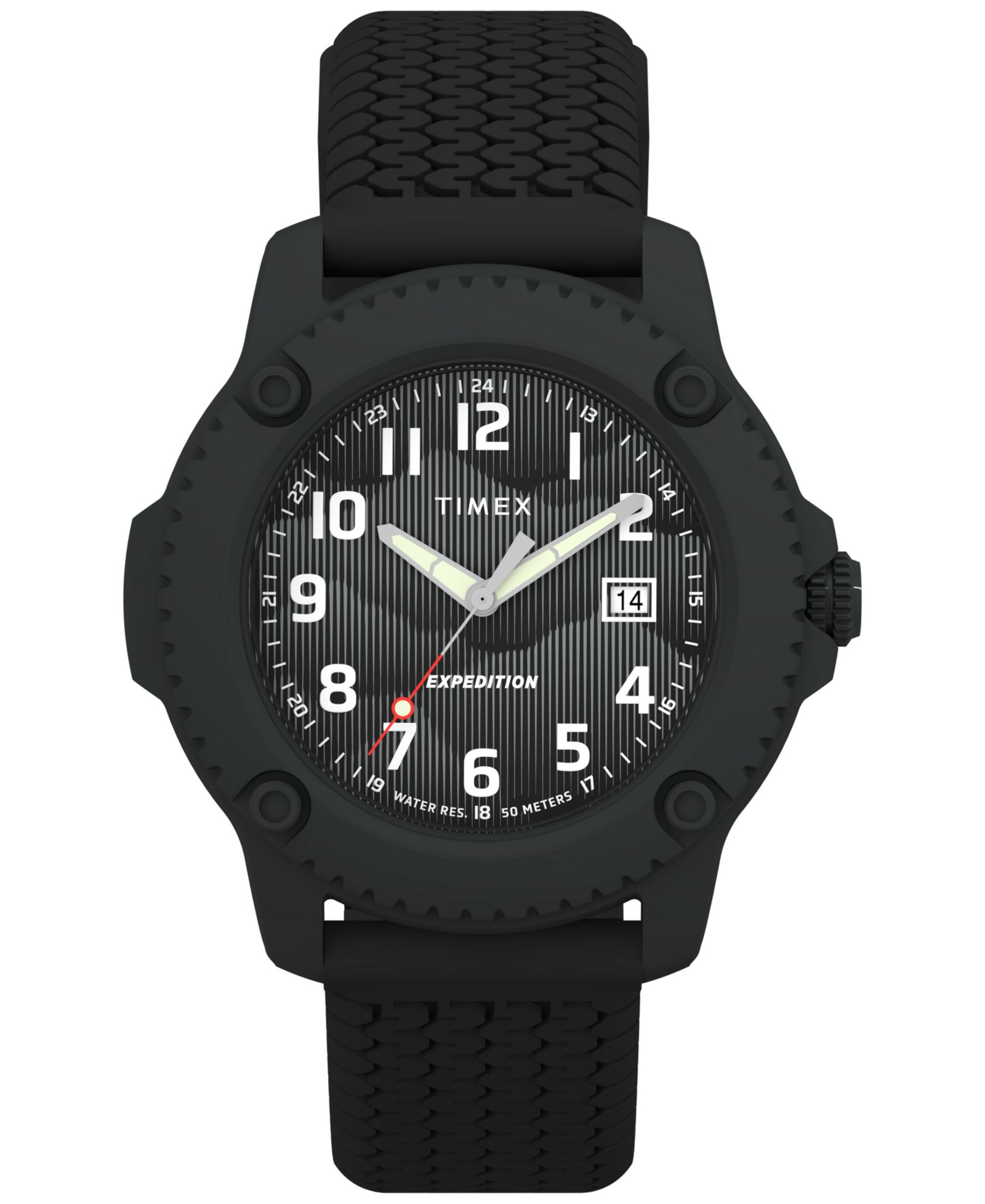 Timex Men's Quartz Analog Black Silicone Watch, 42mm