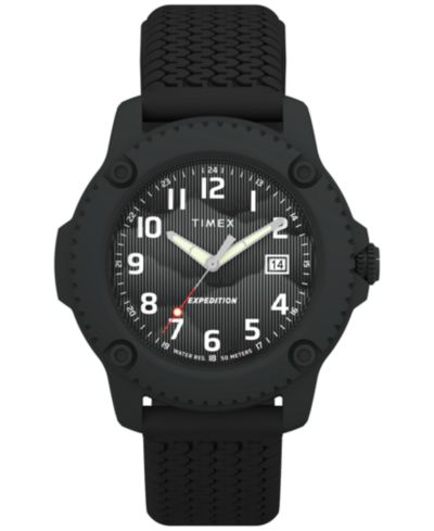Timex Men's Quartz Analog Black Silicone Watch, 42mm