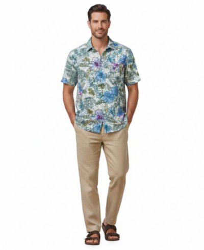 Tommy Bahama Мужская рубашка с коротким рукавом из льна цвета Sand Linen