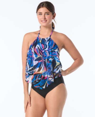 Coco Reef Women's Aura High-Neck Mesh Ruffle Top