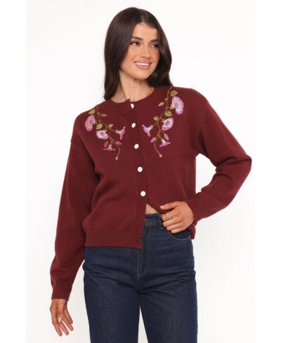 Petal and Pup Women's Brittany Placed Embroidery Flower Cardigan