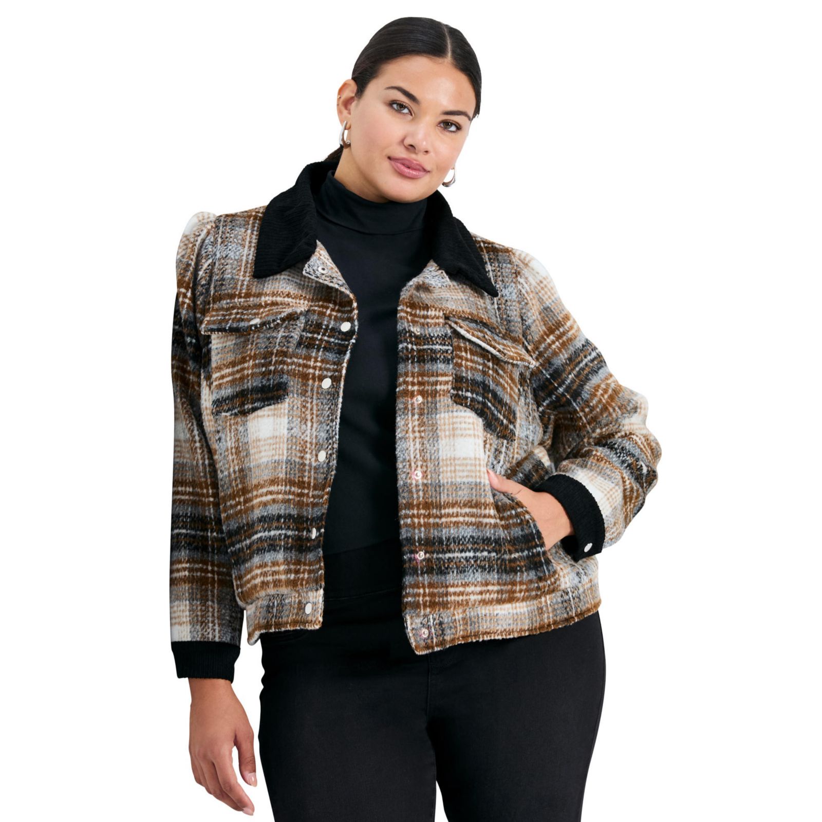 Женская укороченная куртка Avenue Plus Size Joss Plaid