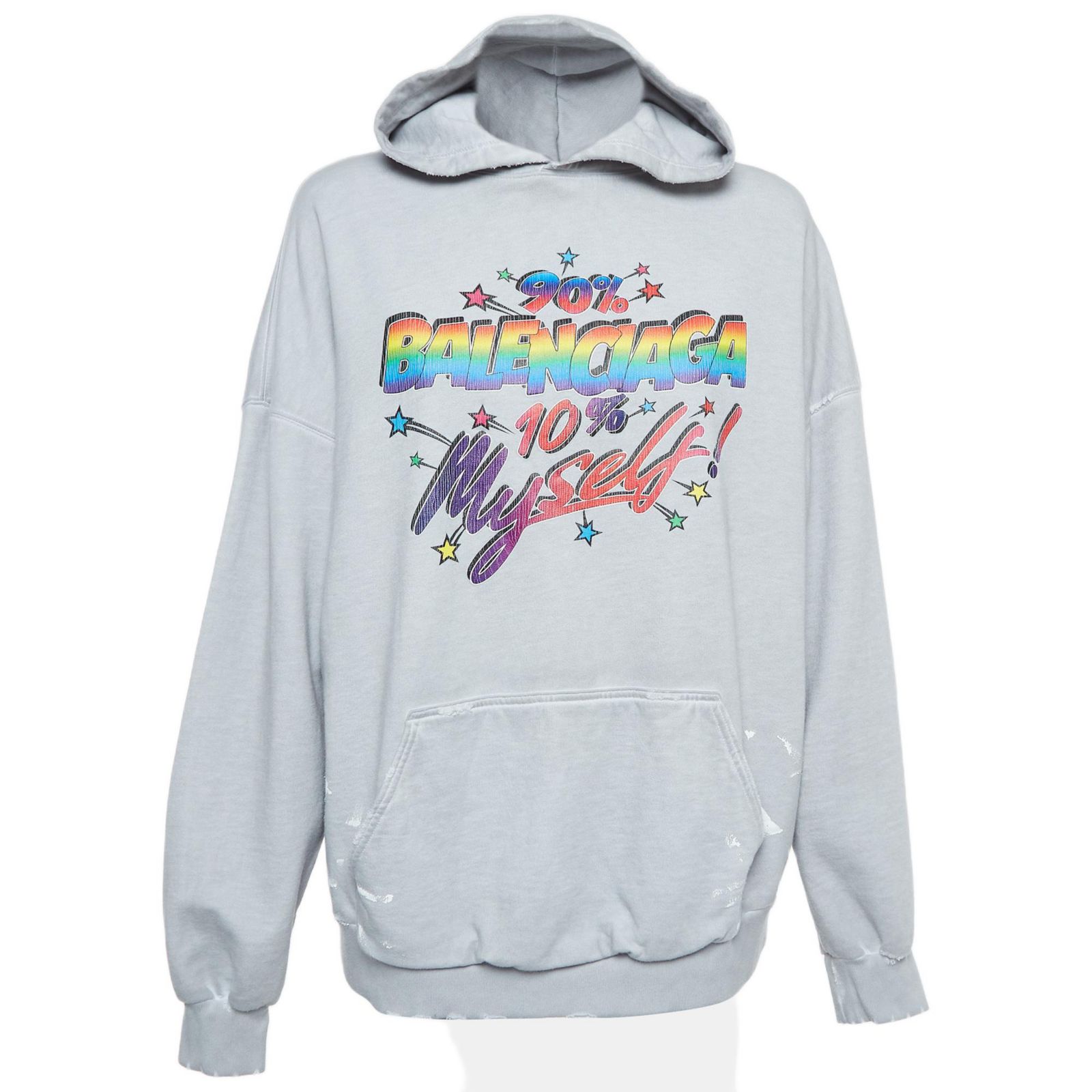 Pre-Owned Balenciaga Women's Black Campaign Print Cotton Knit Hoodie