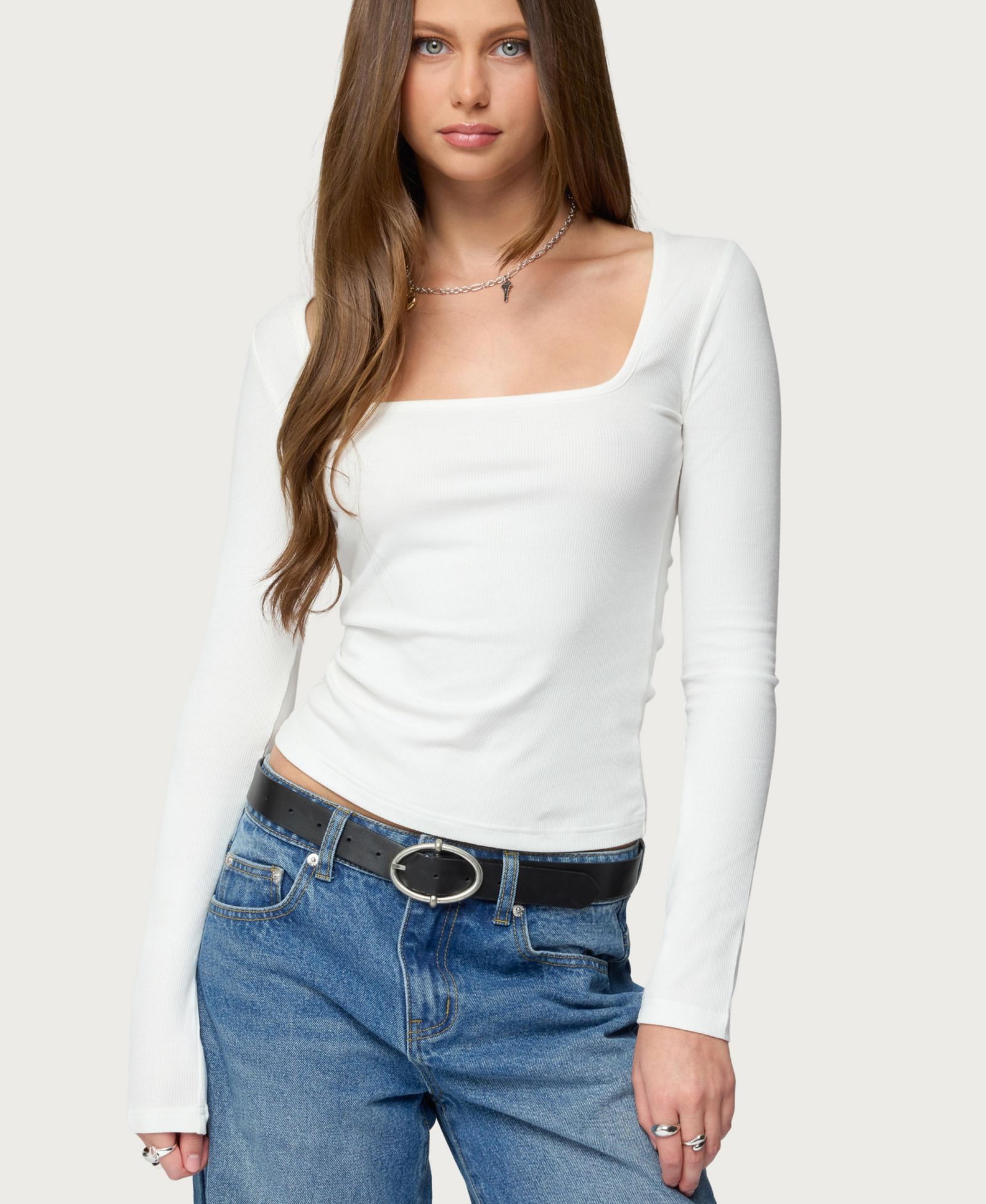 Женский топ Edikted Women's Zandra Square Neck Ribbed
