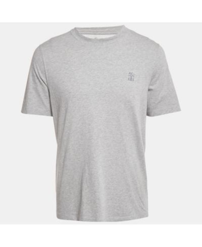 Мужская футболка Brunello Cucinelli Pre-Owned Grey Melenga Jersey Crewneck